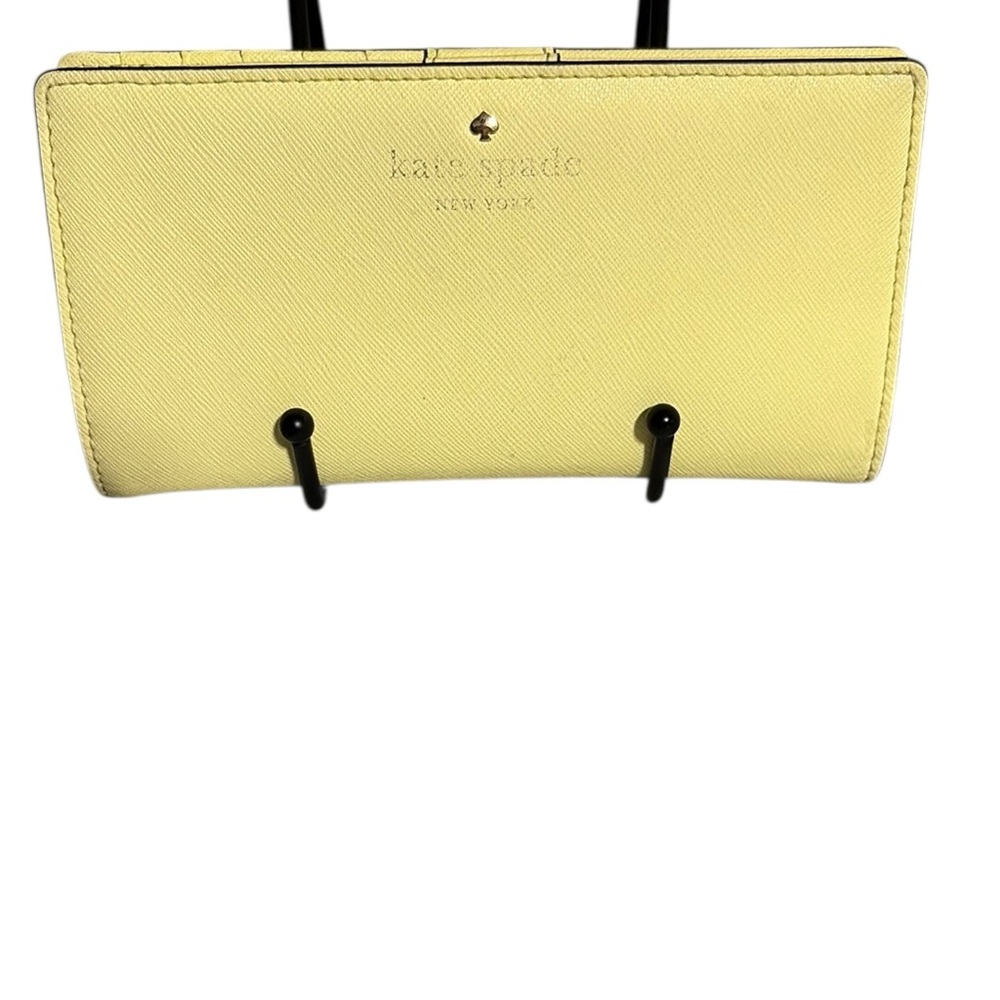 Kate Spade Stacy Wallet in Lemon Yellow Crossgrain Leather EUC